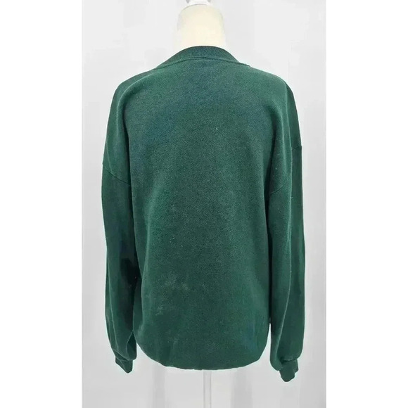 Vtg Jerzees Homemade Women's L Green Santa Applique Holiday Crewneck Sweater - Picture 2 of 11